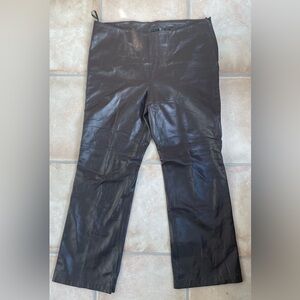 Cami International Brown 100% Leather Straight / Flare Leg Pants, side zip; 14P